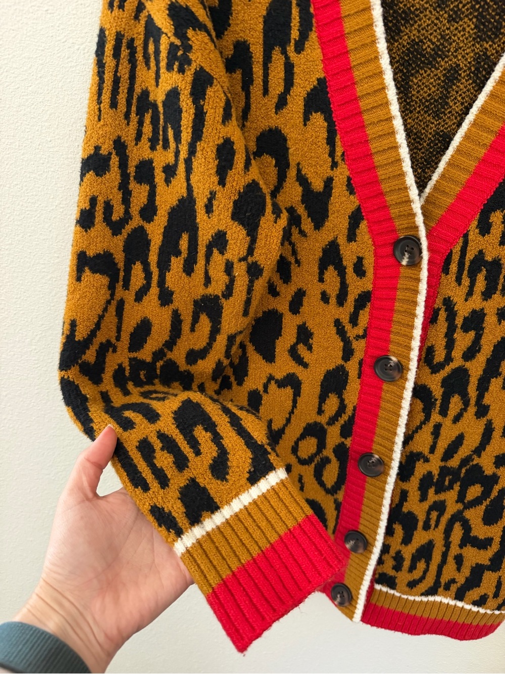 Future Collective Kahlana Barfield Brown Leopard Cardigan Sweater M - Picture 4 of 10